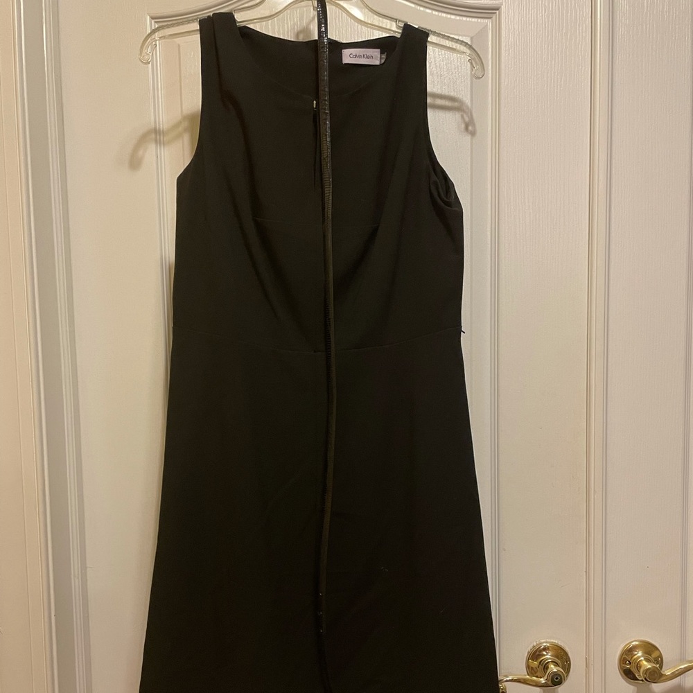 Black Petite Calvin Klein Dress w Snake Print Belt